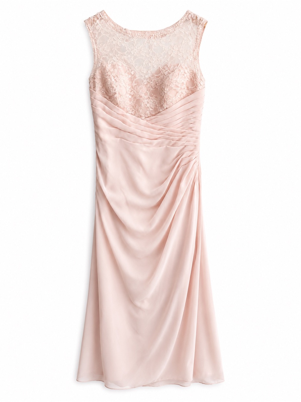 Morilee by Madeline Gardner Blush Pink Lace & Chiffon Evening Gown Size 12